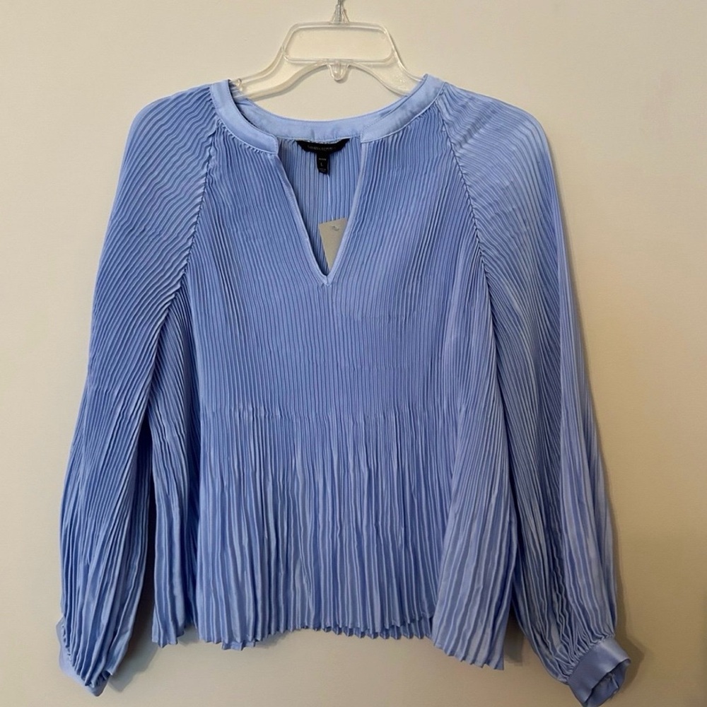 Banana Republic Light Blue Release Pleated Blouse Size Large Petite NWT